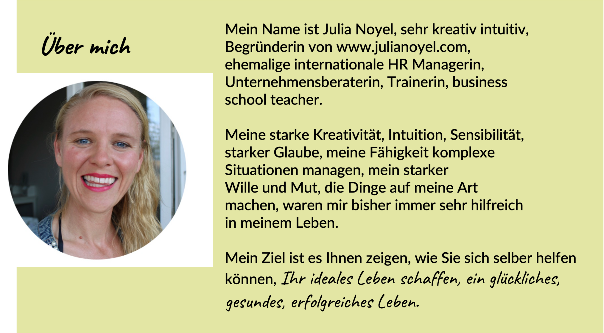 über mich Julia Noyel